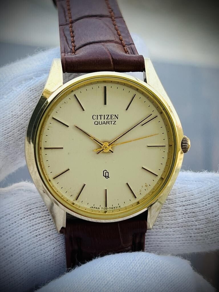 Stunning Vintage Citizen CQ Quartz Slim Genuine Mens Watch 36mm Perfect - Grab A Watch Co