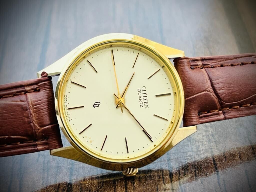 Stunning Vintage Citizen CQ Quartz Slim Genuine Mens Watch 36mm Perfect - Grab A Watch Co