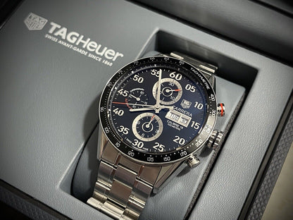 Tag Heuer Carrera Caliber 16 Black Dial Automatic Men's Chronograph CV2A10 + Box - Grab A Watch Co