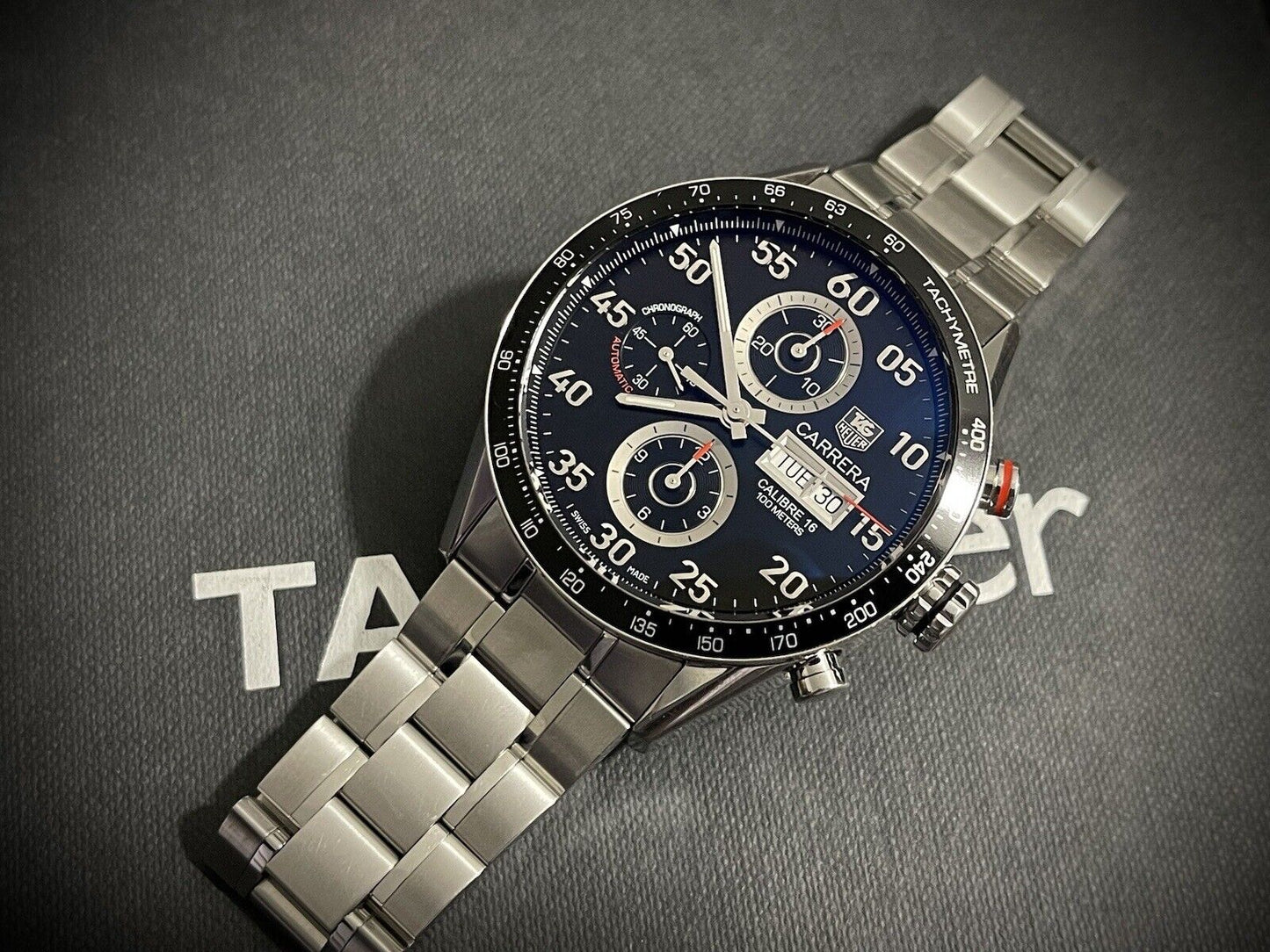 Tag Heuer Carrera Caliber 16 Black Dial Automatic Men's Chronograph CV2A10 + Box - Grab A Watch Co