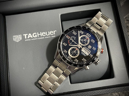 Tag Heuer Carrera Caliber 16 Black Dial Automatic Men's Chronograph CV2A10 + Box - Grab A Watch Co