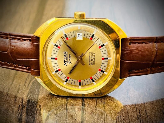 Vintage ATLAS Geneve 35mm Automatic 25 Jewels Gents Watch Swiss Made 2035, Rare - Grab A Watch Co