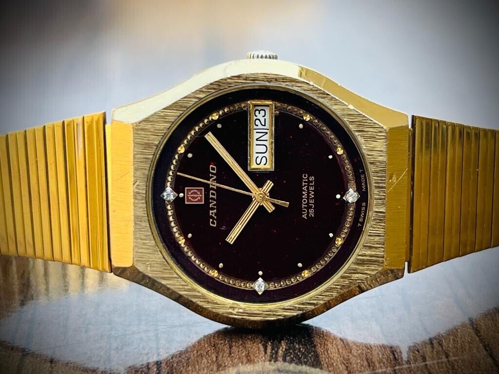 Vintage Candino Diastar Diamond Dial , 36mm Mens Watch, NOS, Swiss Made - Grab A Watch Co