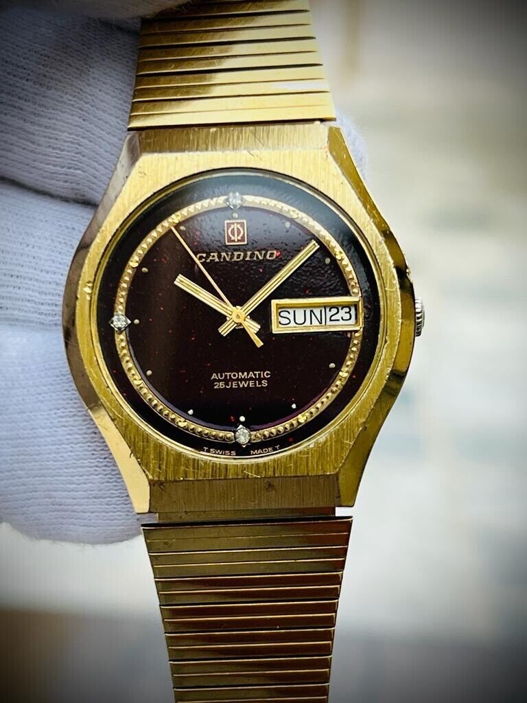 Vintage Candino Diastar Diamond Dial , 36mm Mens Watch, NOS, Swiss Made - Grab A Watch Co