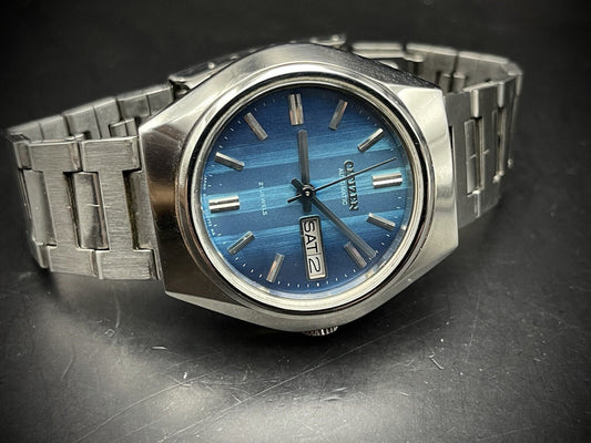 Vintage Citizen 21 Jewels 6501 Automatic Rare Blue Dial Mens Watch, Japan Made - Grab A Watch Co