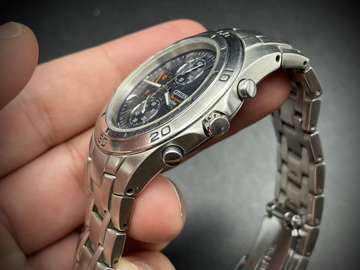Vintage Citizen Chronograph 10 Bar Gents Watch, Japan made Quartz - Grab A Watch Co