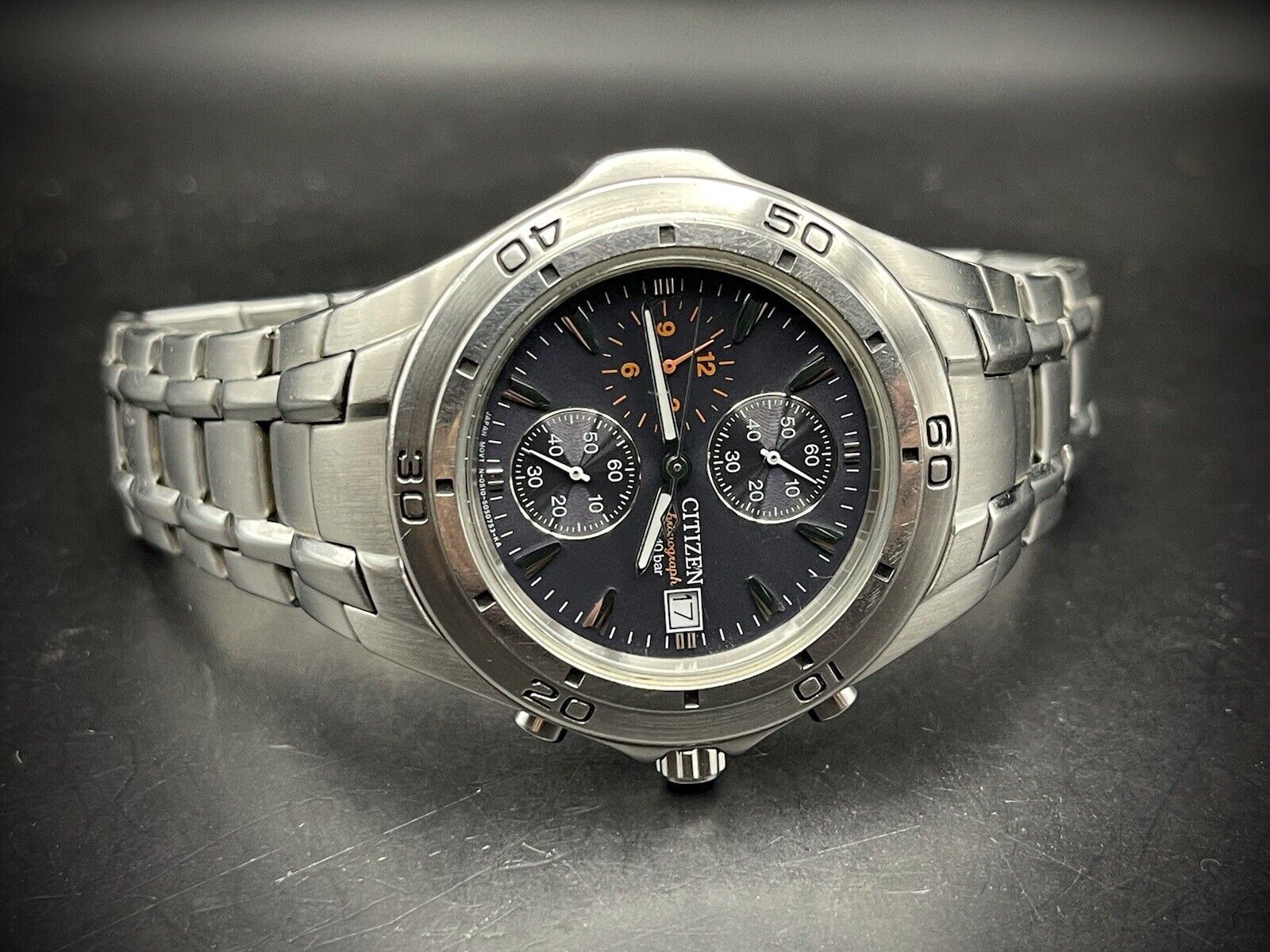 Vintage Citizen Chronograph 10 Bar Gents Watch, Japan made Quartz - Grab A Watch Co