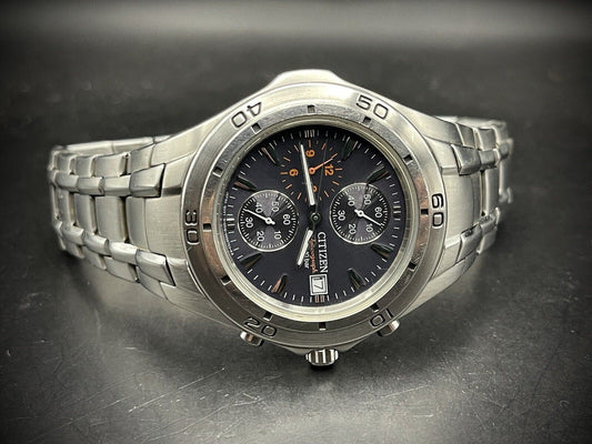 Vintage Citizen Chronograph 10 Bar Gents Watch, Japan made Quartz - Grab A Watch Co