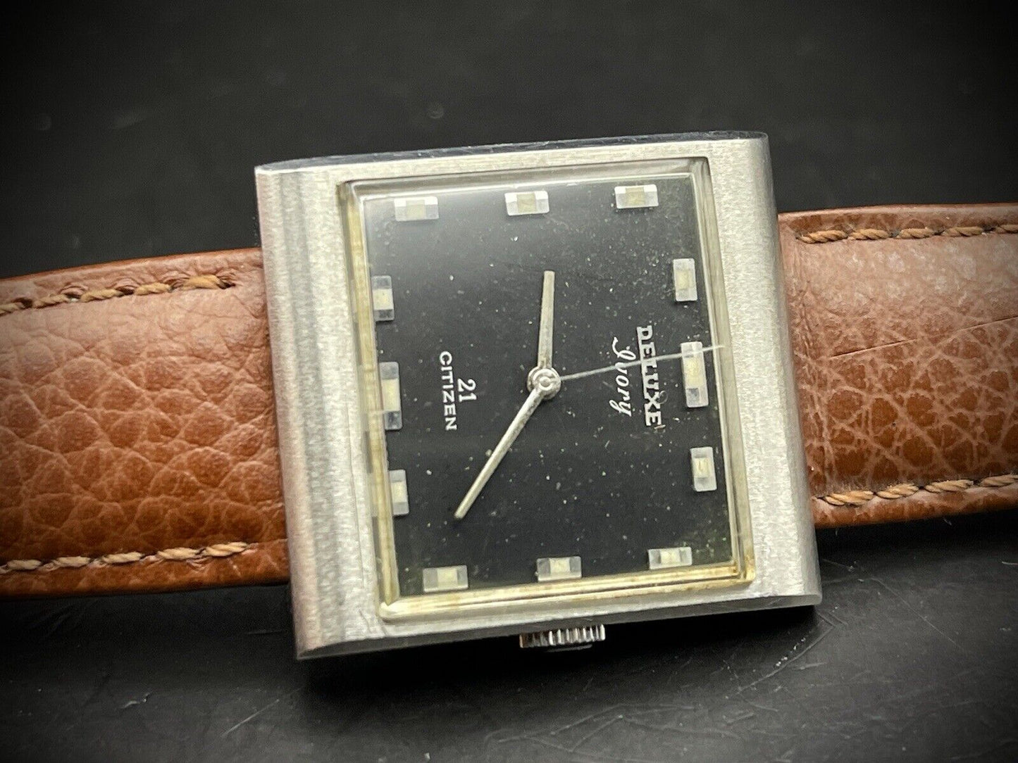 Vintage Citizen Deluxe Ivory 21 Jewels Tank 27mm Manual Wind Unisex Watch, Japan