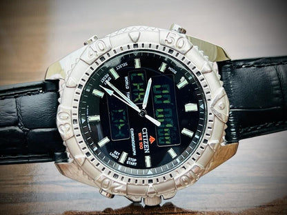 Vintage Citizen Digital 100m World time Mens Watch 41mm, - Grab A Watch Co