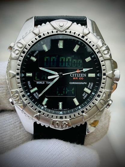 Vintage Citizen Digital 100m World time Mens Watch 41mm, - Grab A Watch Co