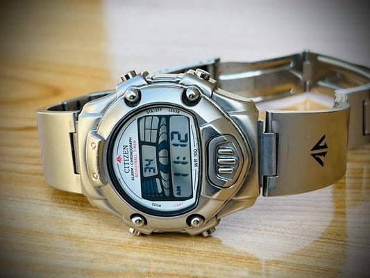 Vintage Citizen Promaster Digital Basketball Timer Japan Men's Watch 37mm RARE - Grab A Watch Co