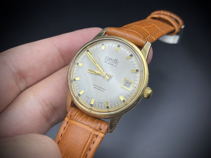 Vintage Corvette 34mm Slim Automatic Gents Watch, NOS, Swiss , ETA 2472 - Grab A Watch Co