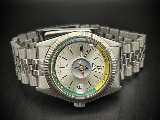 Vintage Dalil Muslim Satellite 1970’s NOS Mens Watch, ETA 2824, Swiss Made 35mm - Grab A Watch Co