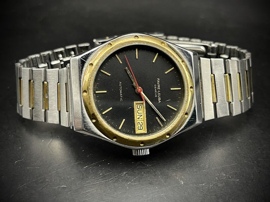 Vintage Favre Leuba Geneve Black Dial 35mm Automatic Gents Watch, Swiss Made - Grab A Watch Co