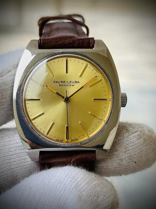 Vintage Favre Leuba Sandow Manual Wind Mens Watch 35mm Perfect, Swiss Made - Grab A Watch Co