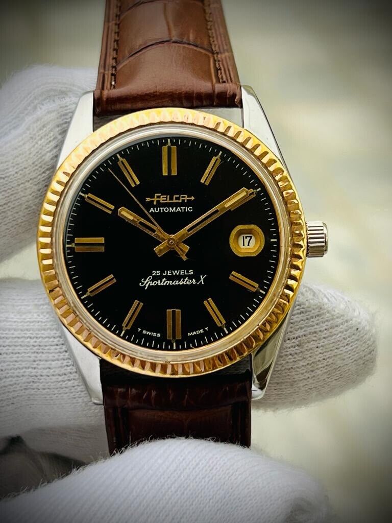 Vintage Felca Sportmaster X Black Dial, Automatic 36mm Mens Watch,Swiss - Grab A Watch Co