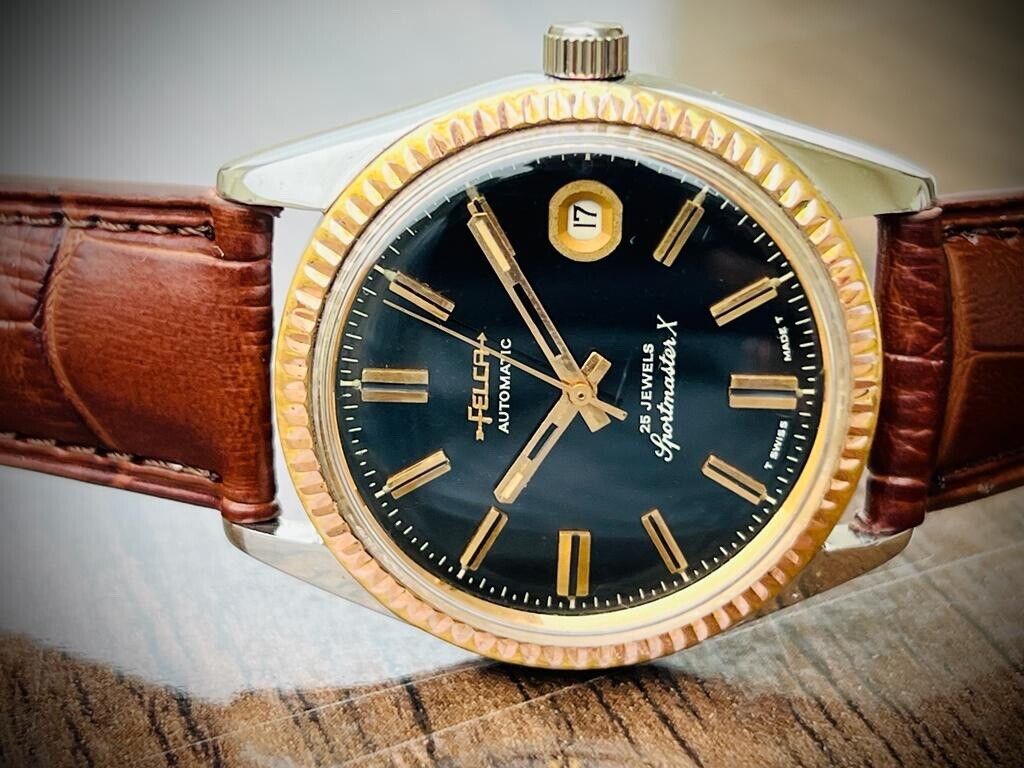 Vintage Felca Sportmaster X Black Dial, Automatic 36mm Mens Watch,Swiss - Grab A Watch Co