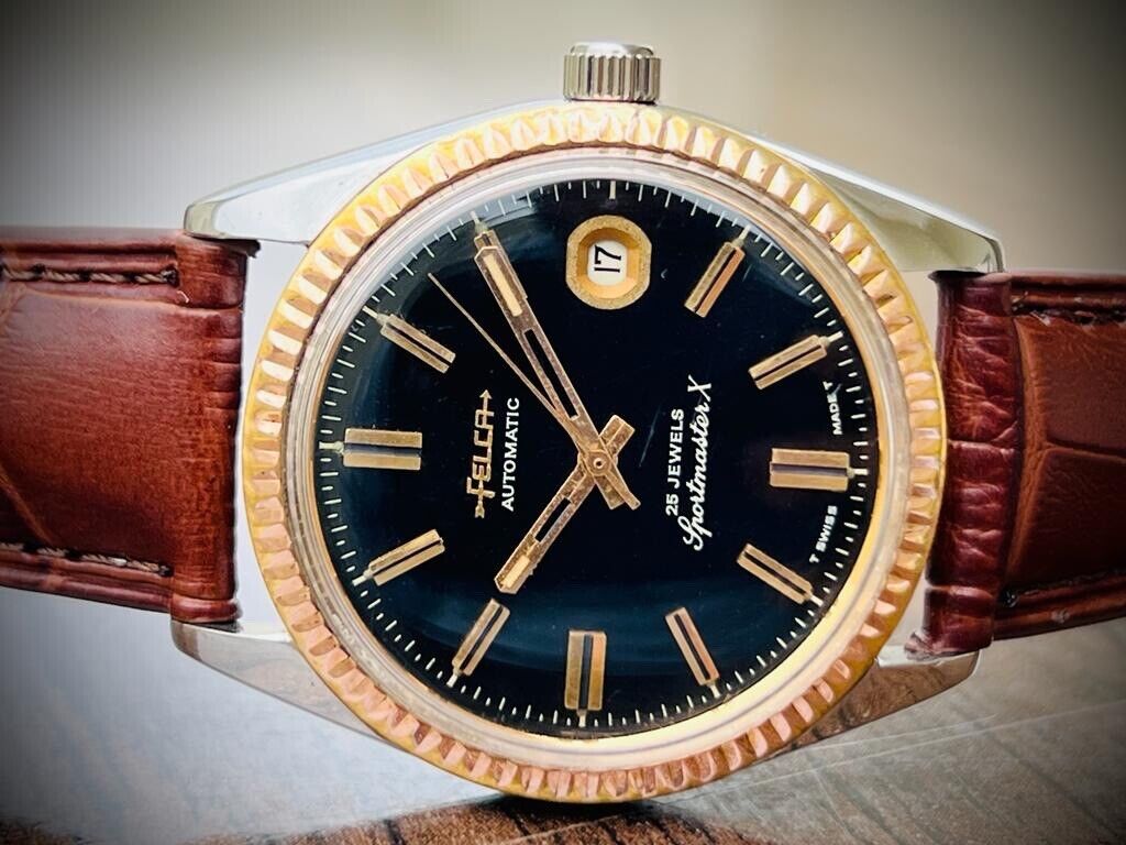 Vintage Felca Sportmaster X Black Dial, Automatic 36mm Mens Watch,Swiss - Grab A Watch Co