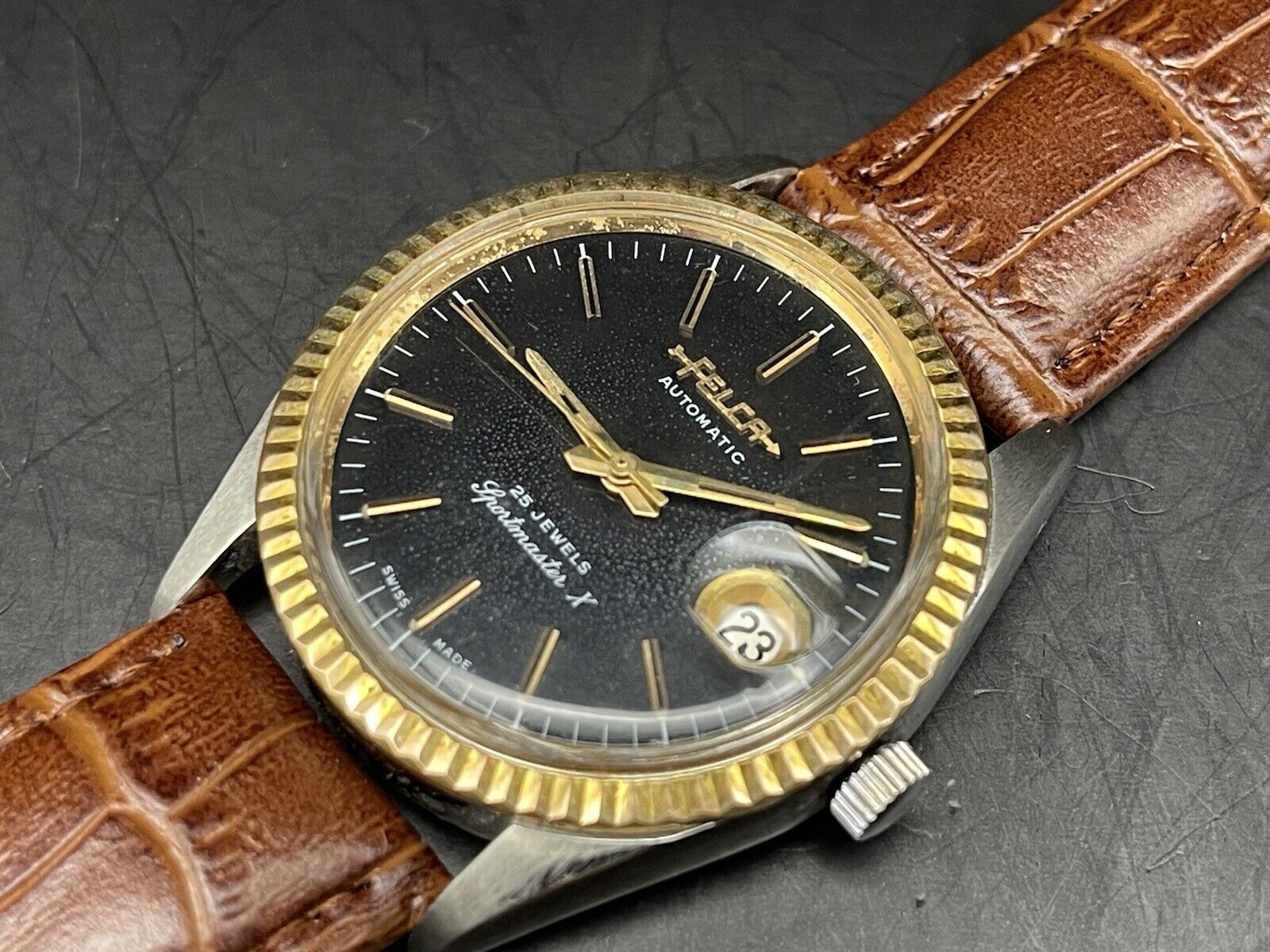 Vintage Felca Sportmaster X Black Dial, ETA 2834 Automatic 37mm Mens Watch,Swiss - Grab A Watch Co