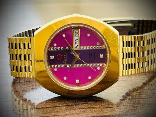 Vintage Felca Unique Pink Diamond Dial 25 Jewels Automatic Watch, Swiss Made - Grab A Watch Co