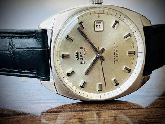 Vintage Fortis Eastern Star Silver Dial 35mm Automatic Men's Watch Swiss - Grab A Watch Co