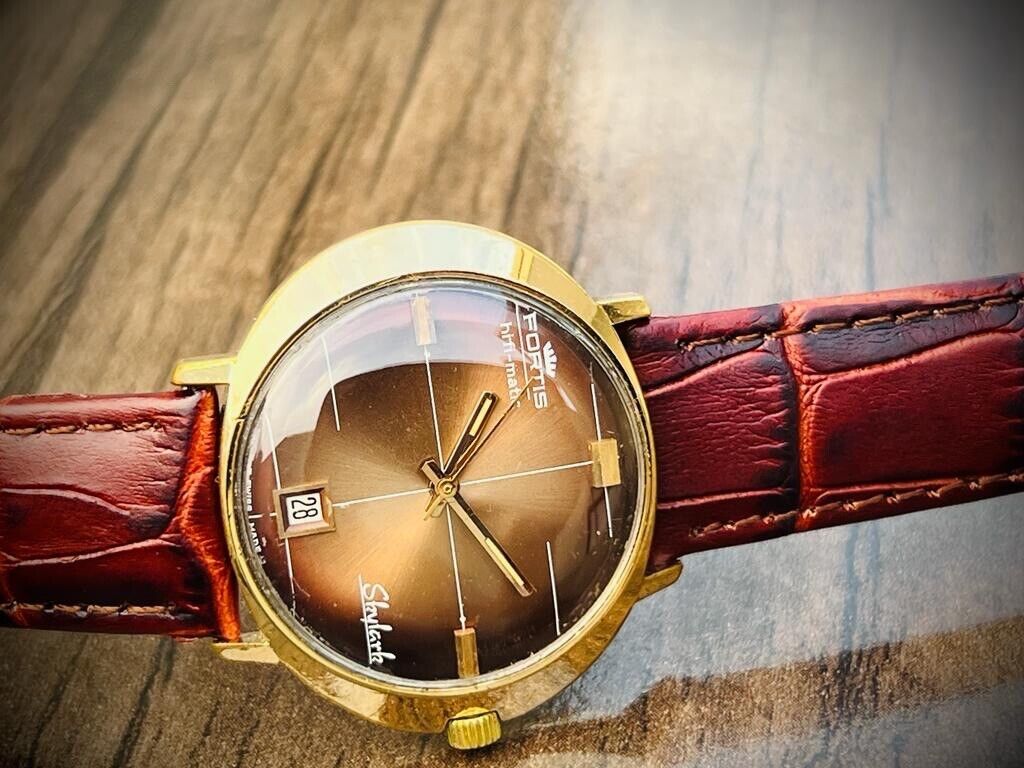 Vintage Fortis Skylark hifi-matic Brown Dial 39mm Automatic Gents Watch, Swiss - Grab A Watch Co