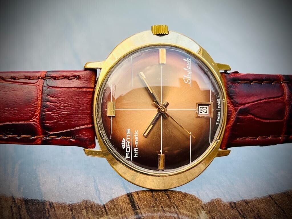 Vintage Fortis Skylark hifi-matic Brown Dial 39mm Automatic Gents Watch, Swiss - Grab A Watch Co