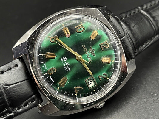 Vintage Jovail De Luce 21 J Green Dial Automatic Gents Watch, Swiss Made - Grab A Watch Co