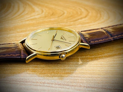Vintage Longines Presence Quartz Date Slim Classic Swiss 34mm Watch L4.720.2 - Grab A Watch Co