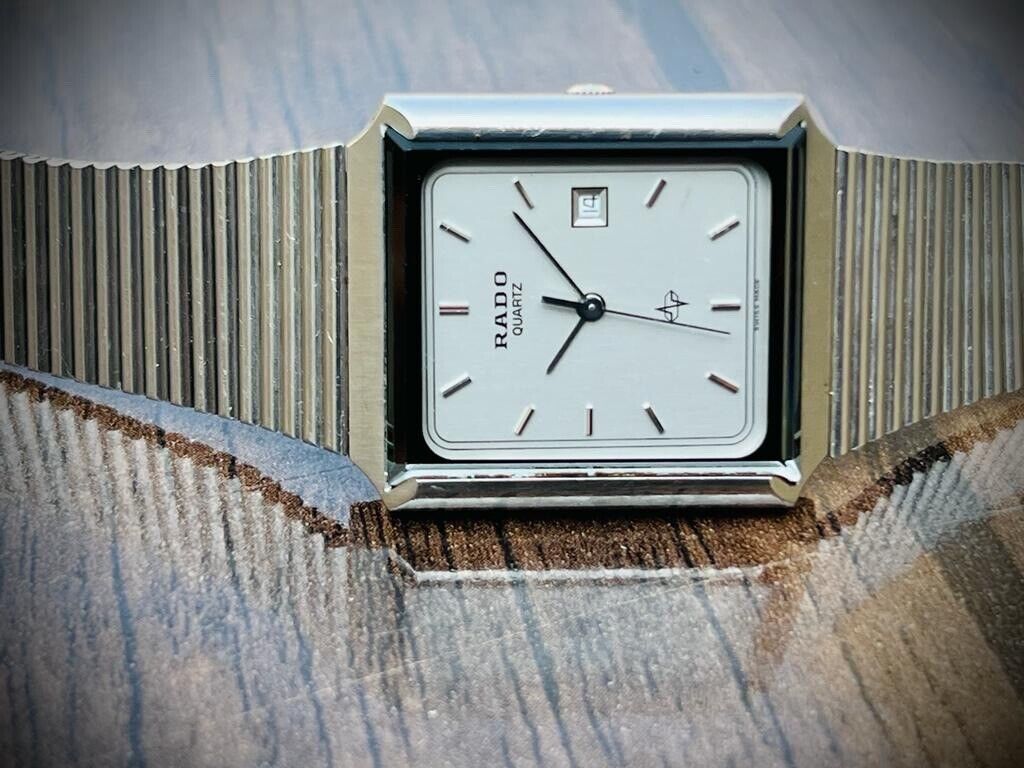 Vintage NOS Rado Grey Dial Sapphire Quartz Watch 28mm, Swiss Made, Perfect - Grab A Watch Co