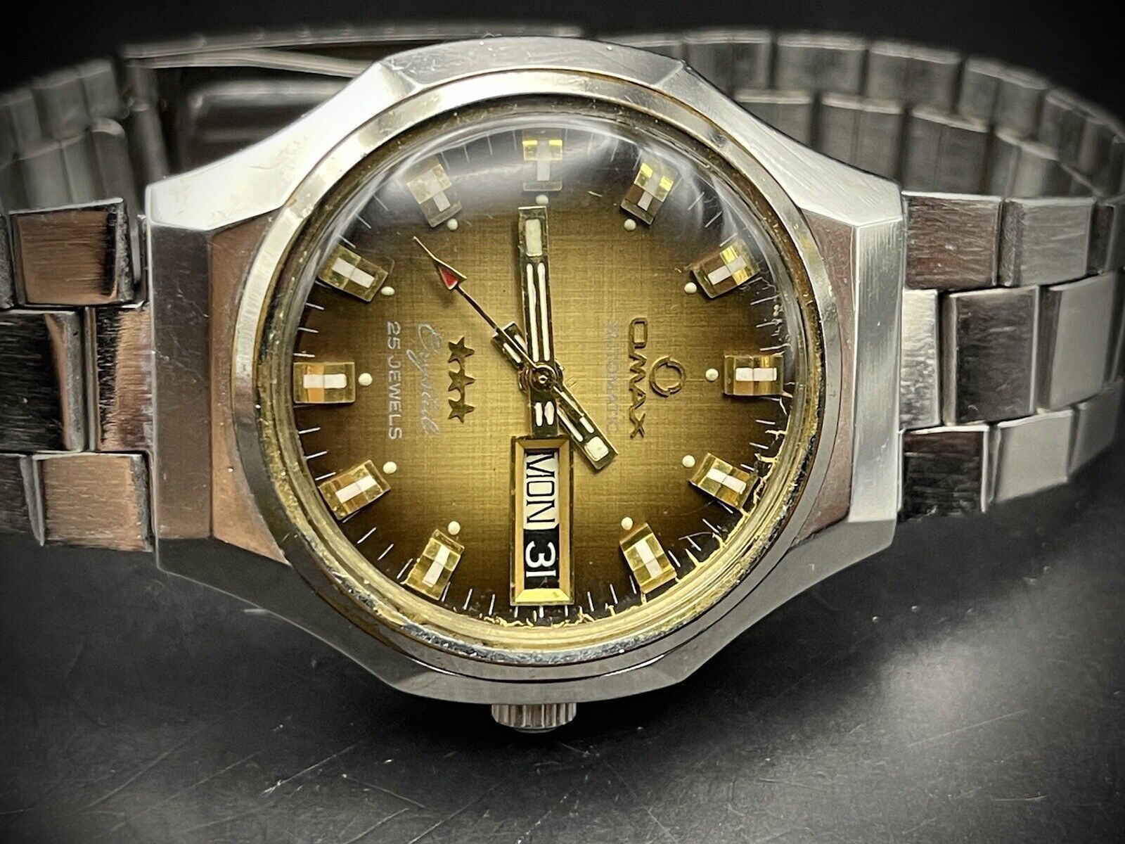 Vintage Omax 3 Star 21 Jewels Automatic Crystal 36mm Mens Watch, Swiss ...