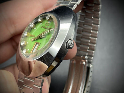 Vintage Omax 3 Star Automatic Green Diamind Dial Gents Watch, Gift, Swiss 36mm - Grab A Watch Co