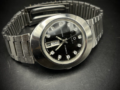 Vintage Omax Automatic Black Diamond Dial 36mm Gents Watch, Swiss Made - Grab A Watch Co