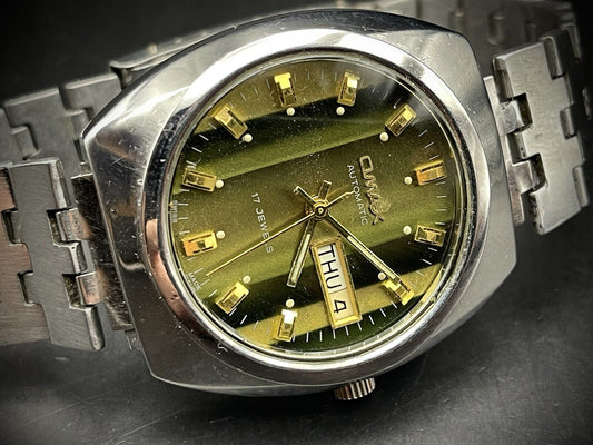 Vintage Omax Automatic Green Dial 36mm Gents Watch, Swiss Made - Grab A Watch Co