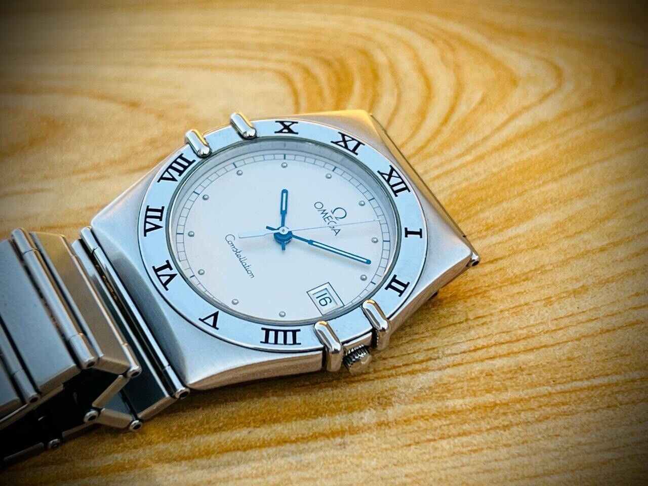 Vintage Omega Constellation Quartz Grey Dial Roman Bezel Watch Swiss Made 33mm - Grab A Watch Co