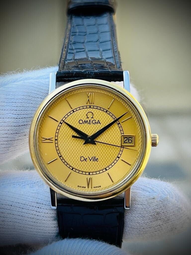 Vintage Omega De Ville Steel & Gold Quartz Swiss Watch 33mm Perfect - Grab A Watch Co