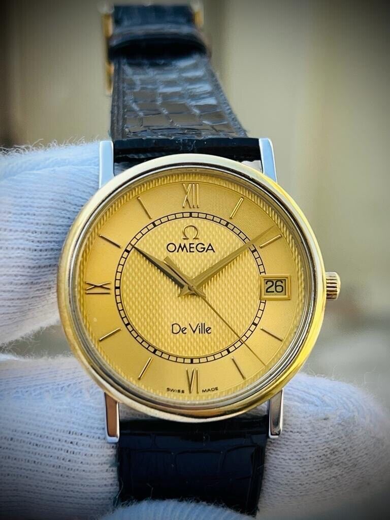 Vintage Omega De Ville Steel & Gold Quartz Swiss Watch 33mm Perfect - Grab A Watch Co