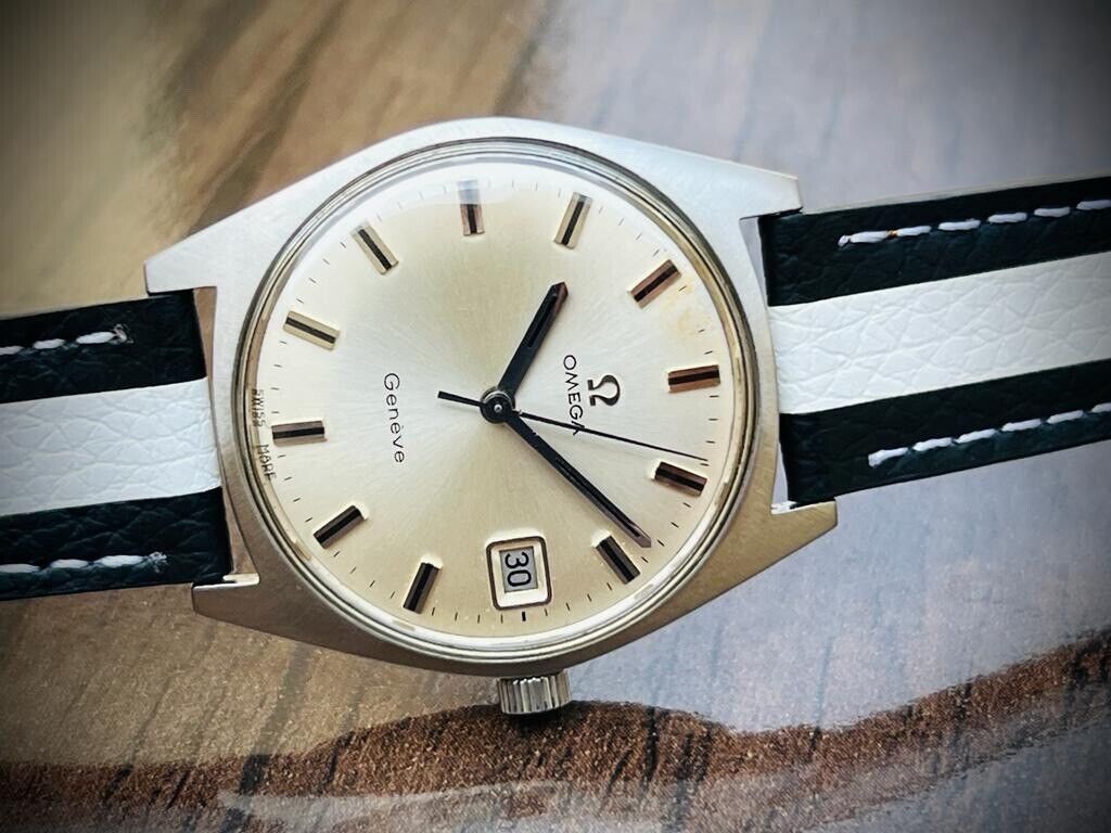 Vintage Omega Geneve Date Silver Dial, Manual Wind, Cal.613 Gents Watch, Swiss - Grab A Watch Co