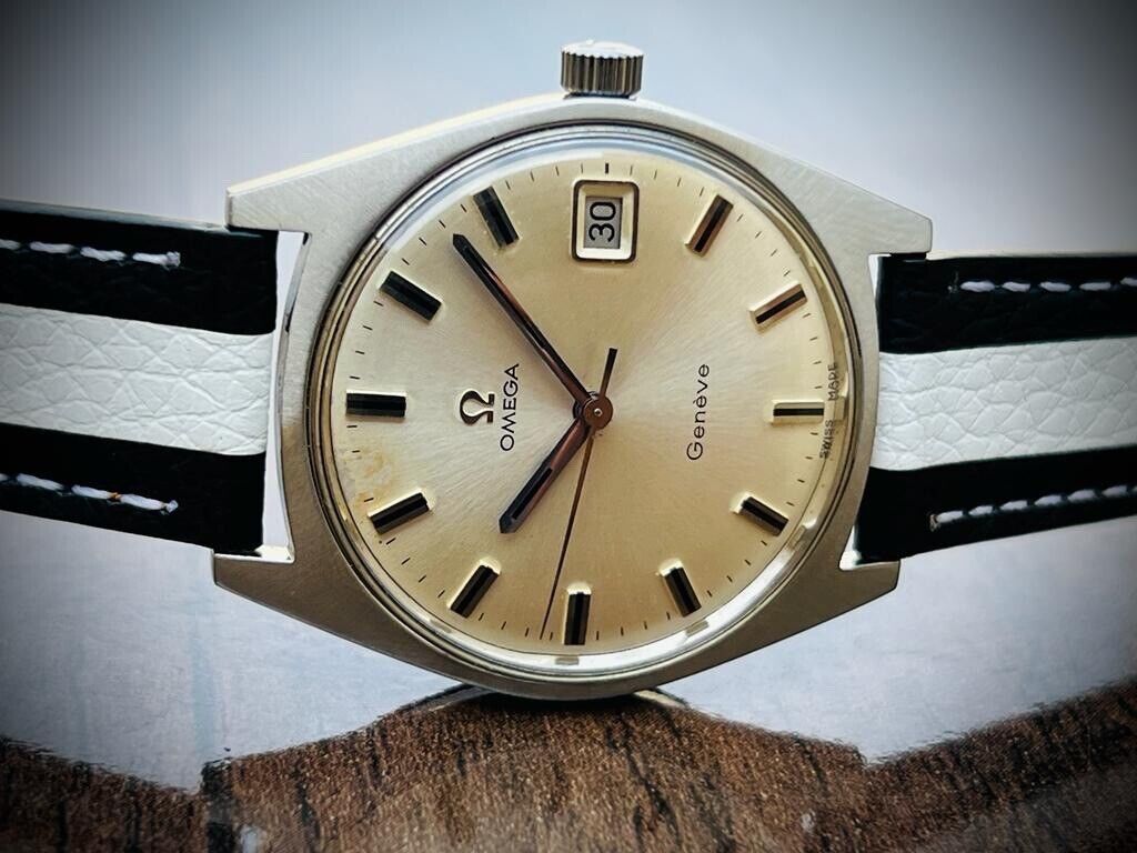 Vintage Omega Geneve Date Silver Dial, Manual Wind, Cal.613 Gents Watch, Swiss - Grab A Watch Co