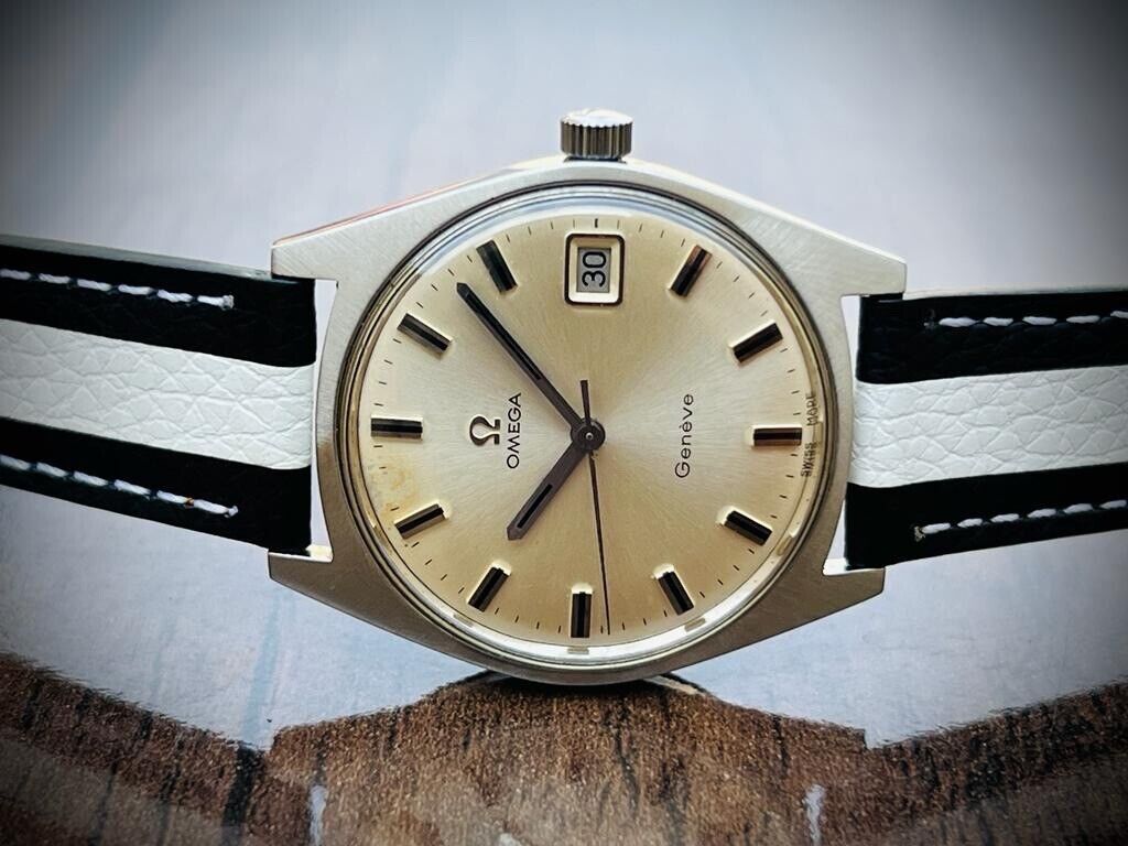 Vintage Omega Geneve Date Silver Dial, Manual Wind, Cal.613 Gents Watch, Swiss - Grab A Watch Co