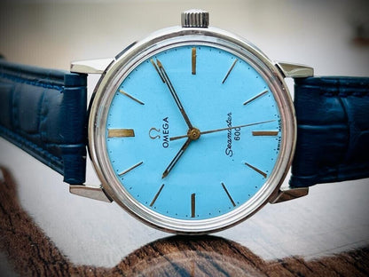 Vintage Omega Seamaster 600 Manual Wind Cal.601 Mens Watch Tiffany Blue Dial - Grab A Watch Co