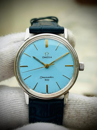 Vintage Omega Seamaster 600 Manual Wind Cal.601 Mens Watch Tiffany Blue Dial - Grab A Watch Co