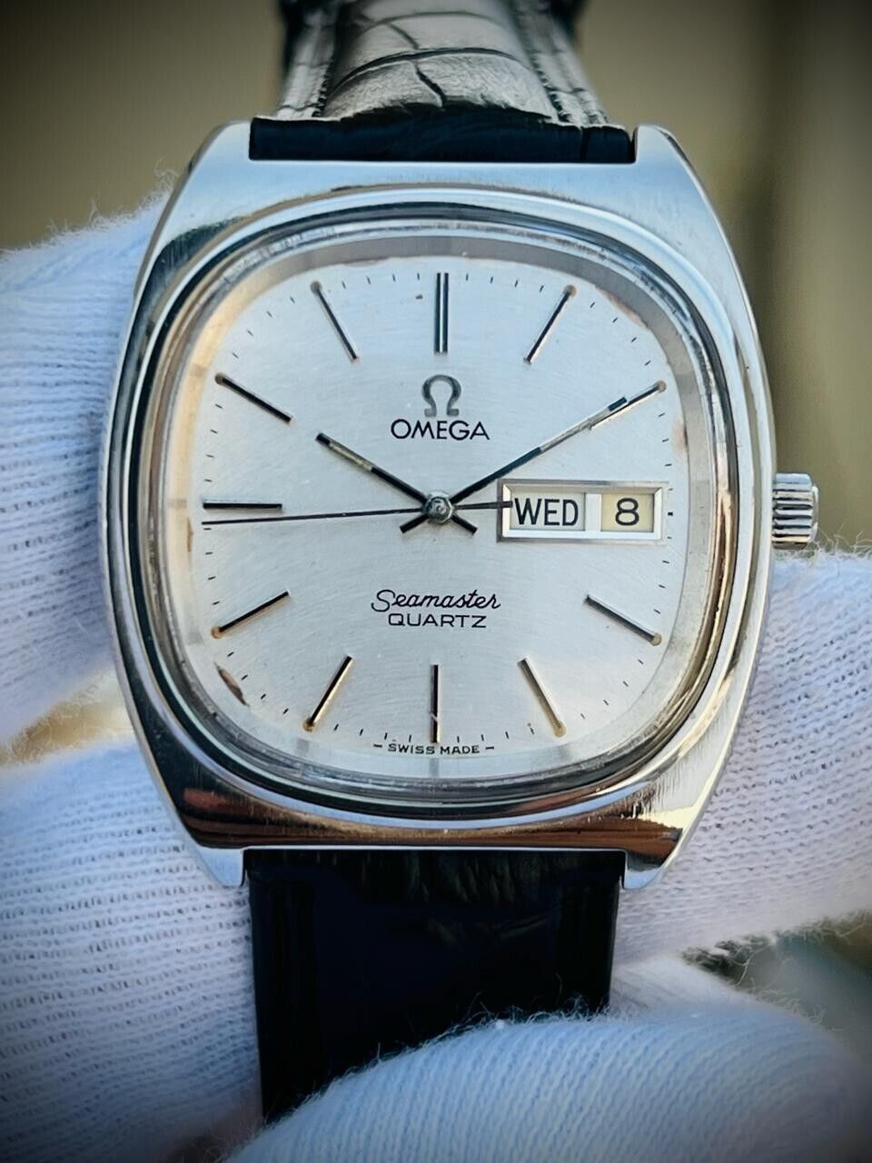 Vintage Omega Seamaster Grey Dial Quartz Day/Date Gents Watch 36mm, Swiss - Grab A Watch Co