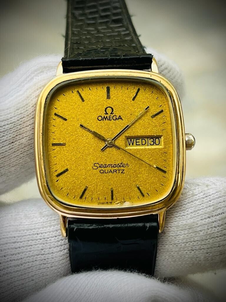 Vintage Omega Seamaster Slim Quartz Gold Dust Dial Swiss Watch 31mm - Grab A Watch Co