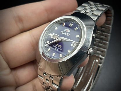 Vintage Orient 3 Star 50m Blue Dial, Diamond Cut Sapphire Glass Mens Watch 40mm - Grab A Watch Co