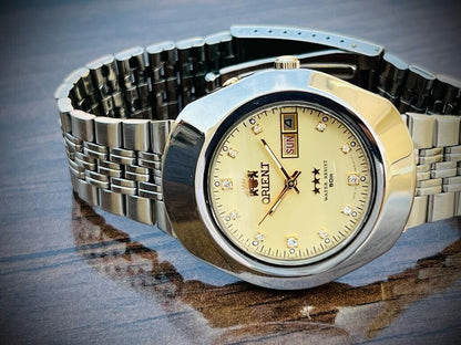 Vintage Orient 3 Star 50m Stunning Diamond Dial, Perfect Mens Watch 40mm - Grab A Watch Co
