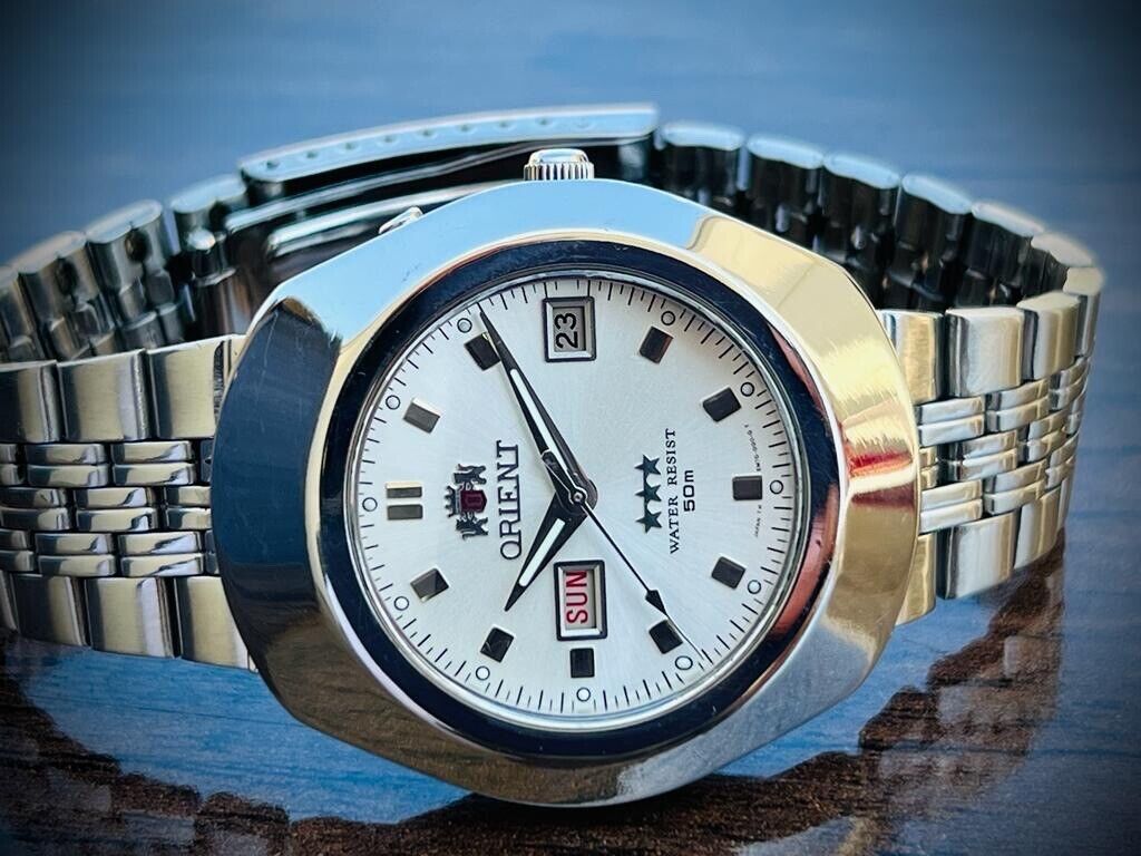 Vintage Orient 3 Star 50m White Dial Mens Watch 40mm - Grab A Watch Co