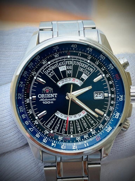 Vintage Orient Calendar 100m Automatic 45mm Mens Watch, Japan Made - Grab A Watch Co