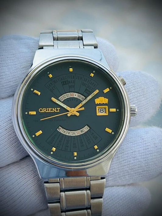 Vintage Orient New Multi-Year Calendar Automatic 44mm Mens Watch, Japano - Grab A Watch Co